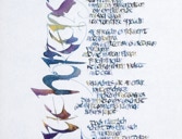 Kalligrafie Blaue Hortensie